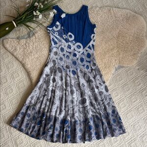 NIC+ZOE Royal Blue Knit Dress with Gray Accents
